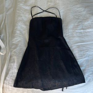 Black mini dress with tie cross-cross back